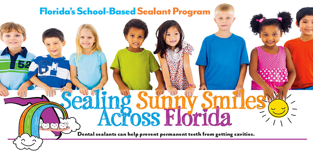 image of a group of kids with the words Sealing Sunny Smiles Across Florida